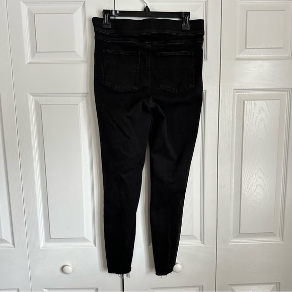 Spanx Jeans Womens Large Black Distressed Skinny High Rise Stretch Denim Pants - Picture 2 of 9